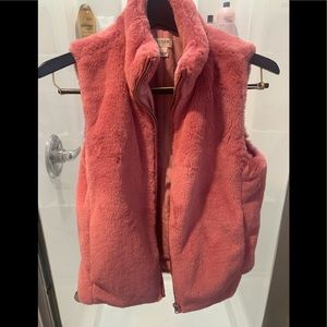 J Crew Raspberry Faux Fur Vest Size Small